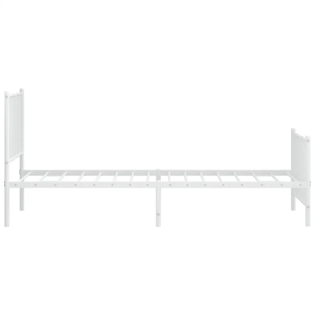 Giroletto con Testiera e Pediera Metallo Bianco 90x200 cm 350942