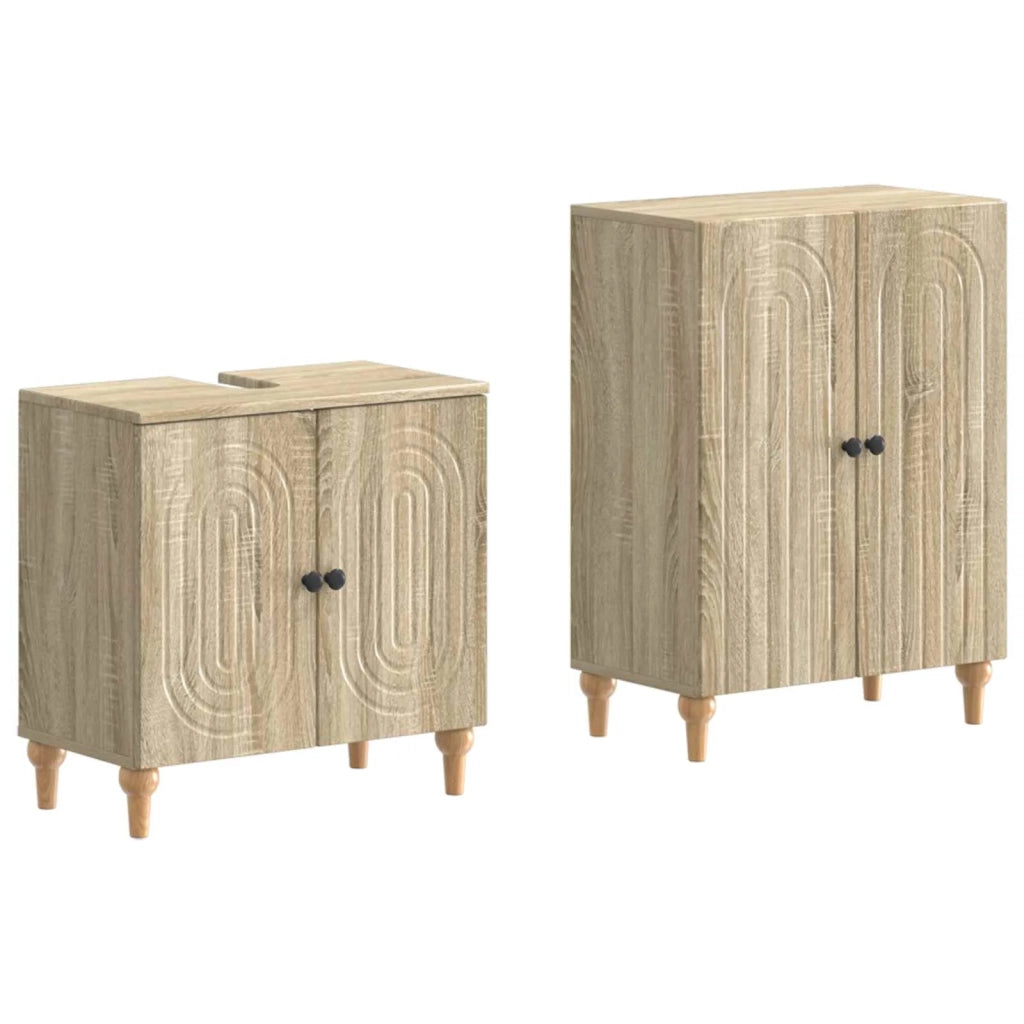 Set di Armadi da Bagno da 2 Pezzi ALKMAAR Rovere Sonoma 3417587