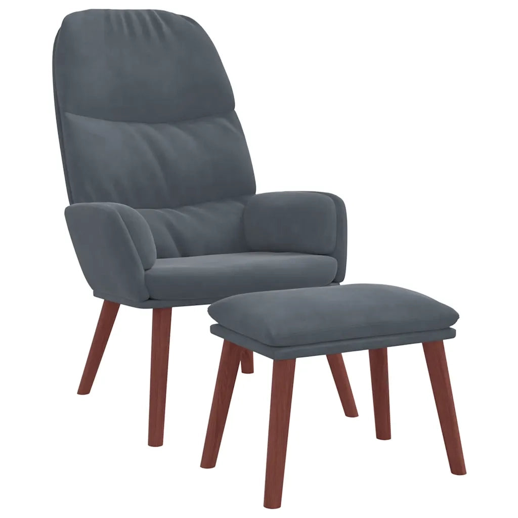 Poltrona Relax con Poggiapiedi Grigio Scuro in Velluto 3315117