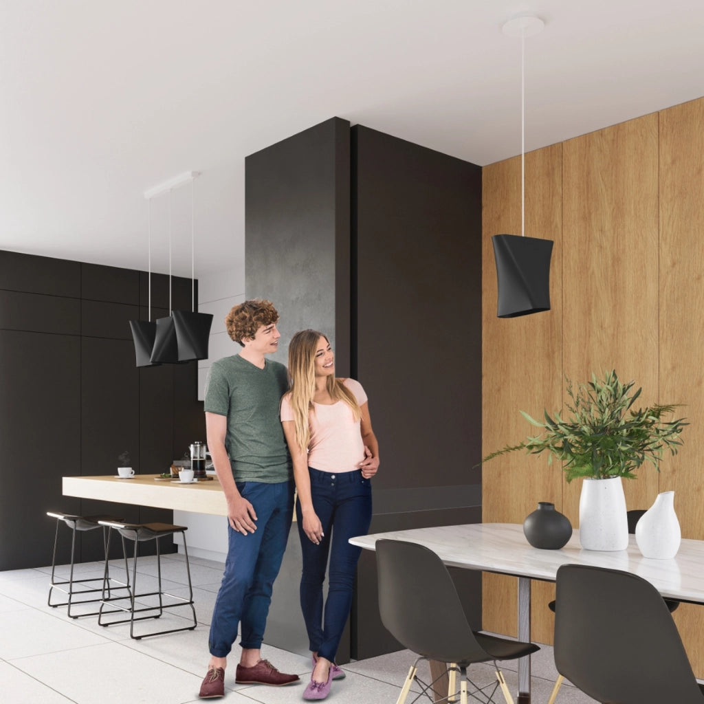 Lampada a sospensione nera trapezoidale Fioran E27 15W