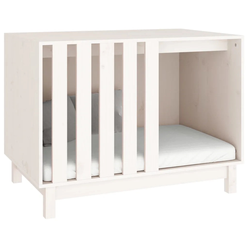 Casetta per Cani Bianca 90x60x67 cm in Legno Massello di Pino 822487