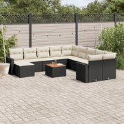 Set Divani da Giardino 12 pz con Cuscini Nero in Polyrattancod mxl 116772