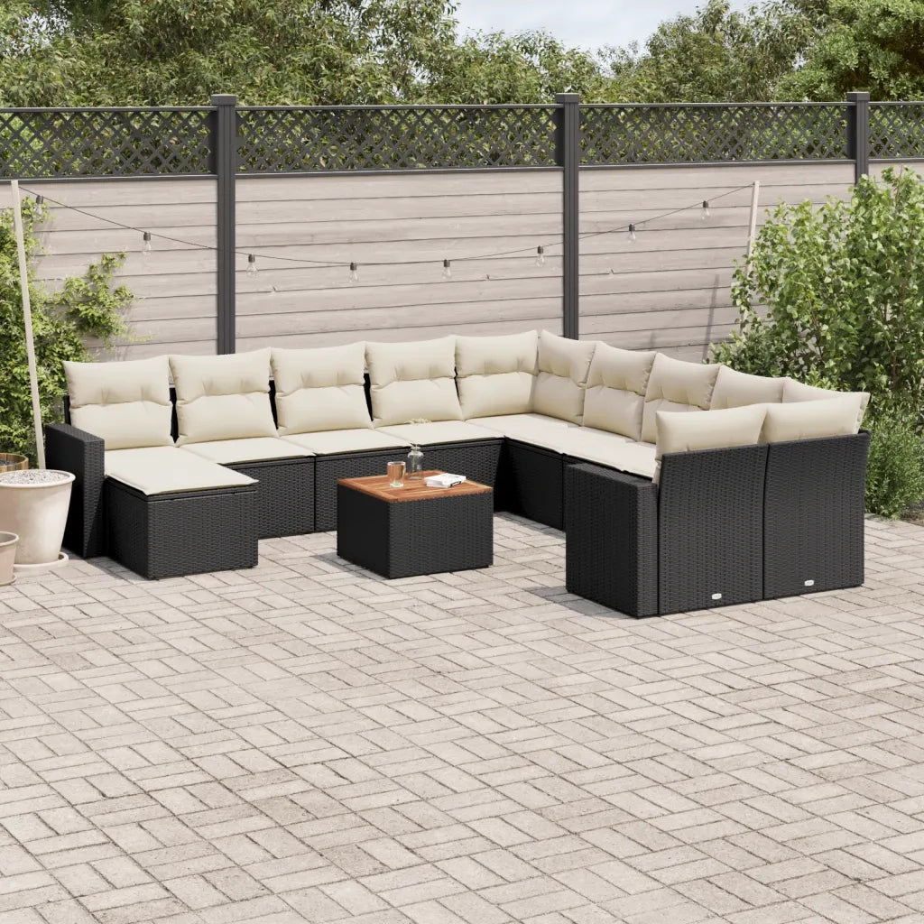 Set Divani da Giardino 12 pz con Cuscini Nero in Polyrattancod mxl 116772