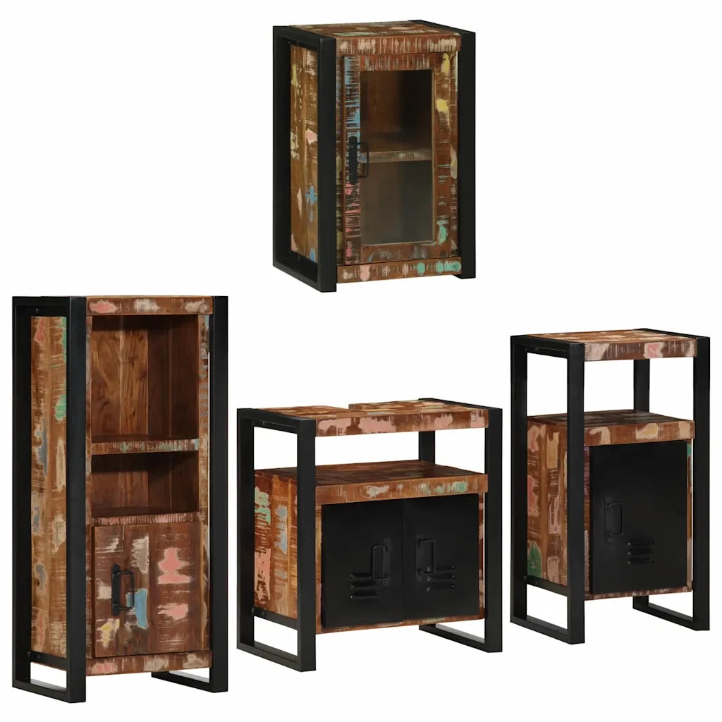 Set di mobili per il bagno 4 pcs Legno massello riciclato