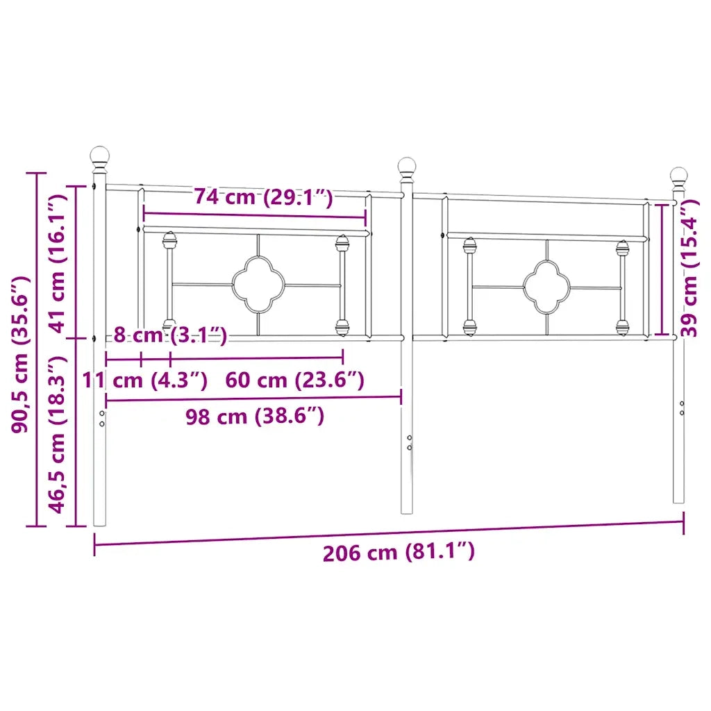 Testiera di Ricambio in Metallo Bianco 200 cm 374426