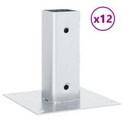 Basi per Pali Quadrate 12 pz Argento 51x51 mm Acciaio Zincato CFW5587598