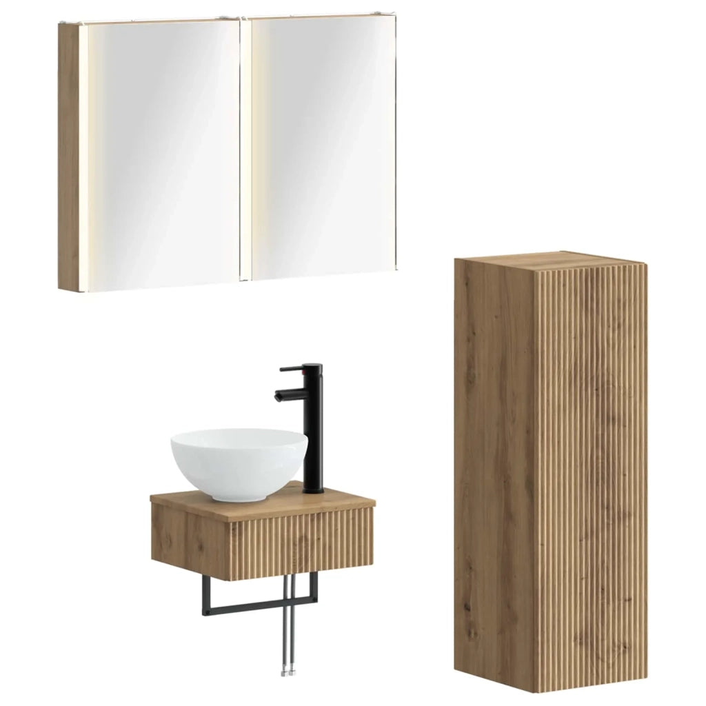 Set di Armadi da Bagno 4 pz Rovere Artigianale 3407382