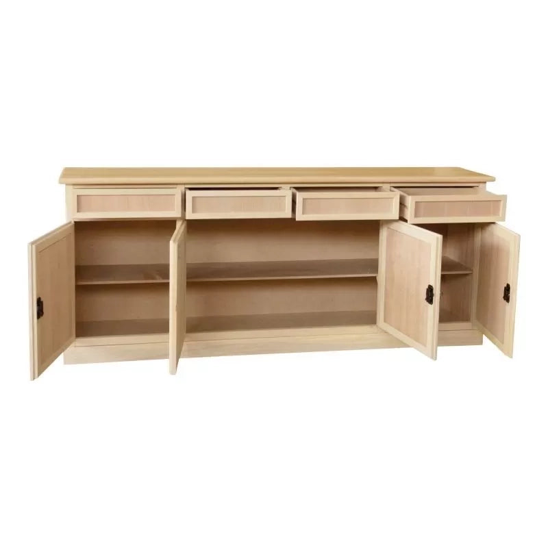 Madia credenza in legno grezza 4 ante l.205 p.42 h.86 - Mobili 2G