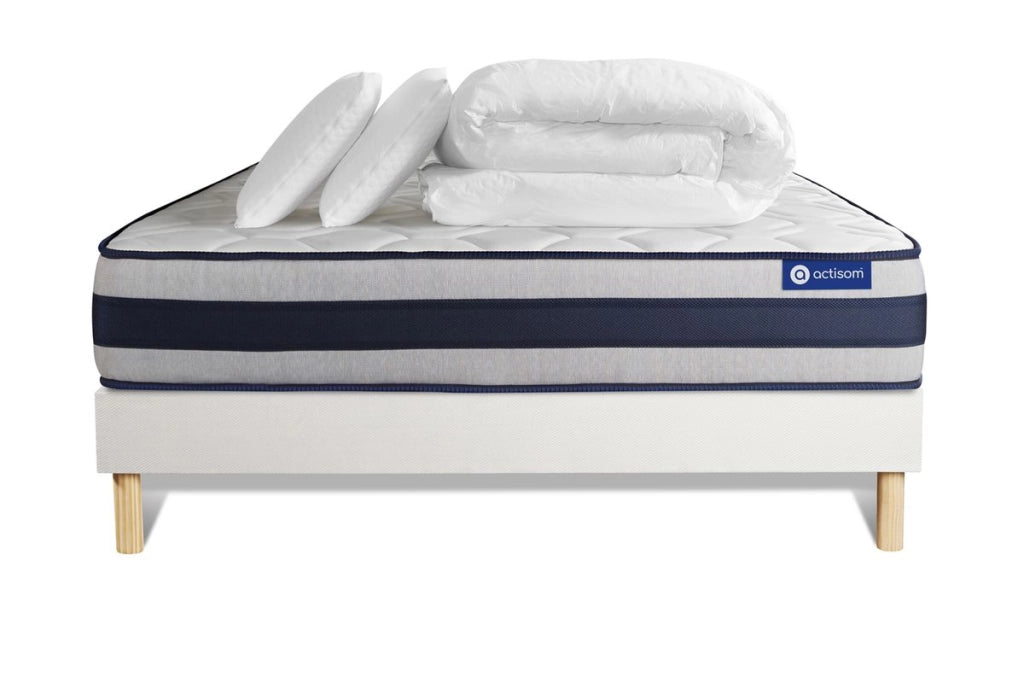 Pacchetto letto completo - Materasso 180x200cm + Box spring con doghe (kit) + 2 cuscini + Piumino - Actilatex Ergo