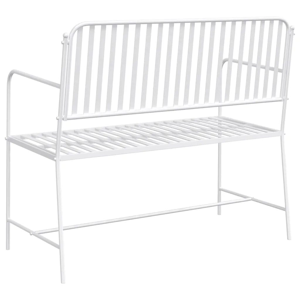 Panchina da giardino Bianco Puro 103,5 x 51,5 x 90 cm Acciaio 42008116