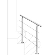Ringhiera Balaustra Corrimano in acciaio inox 304 spazzolato 120x106cm per interni ed esterni 3 barre trasversali