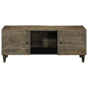 Tavolino-Tavolino da soggiorno-Tavolo Grigio Chiaro 100x54x40cm in Legno Massello di Mango