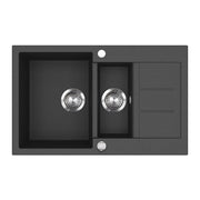 Bergström Lavello Nero 80 x 50 cm con 2 lavandini e zona di asciugatura