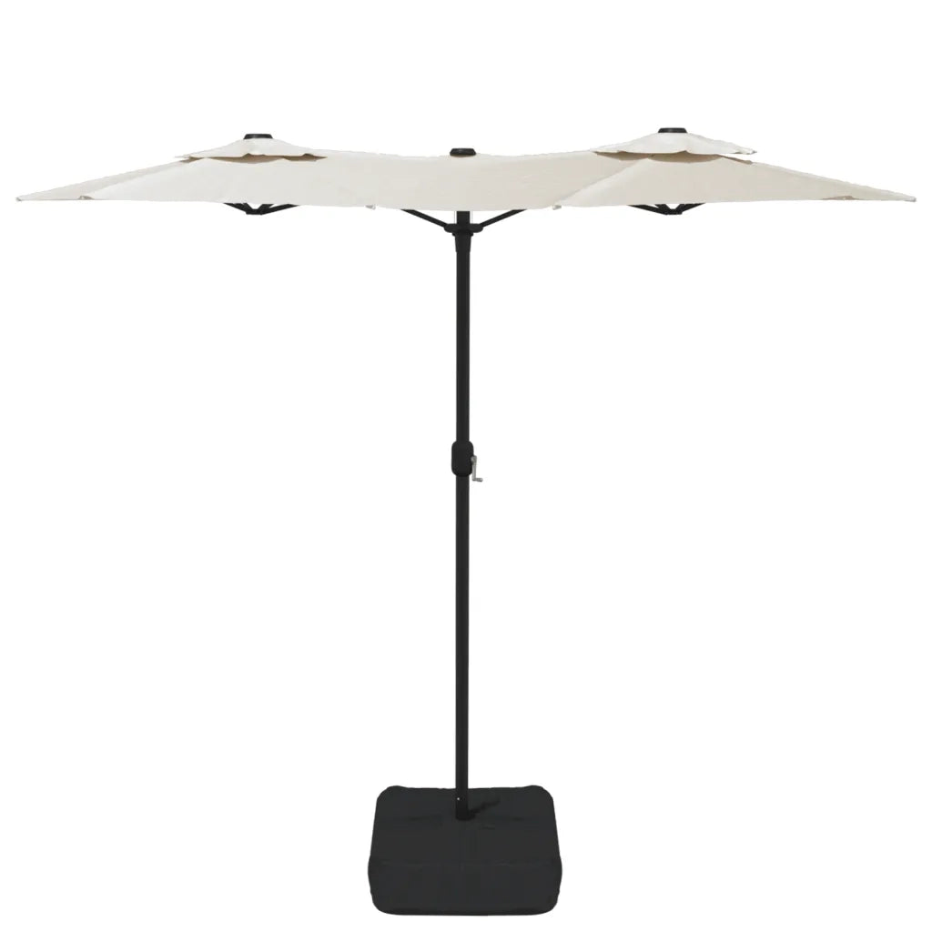 Ombrellone a Doppia Testa con LED-Ombrello da giardino Bianco Sabbia 316x145 cm