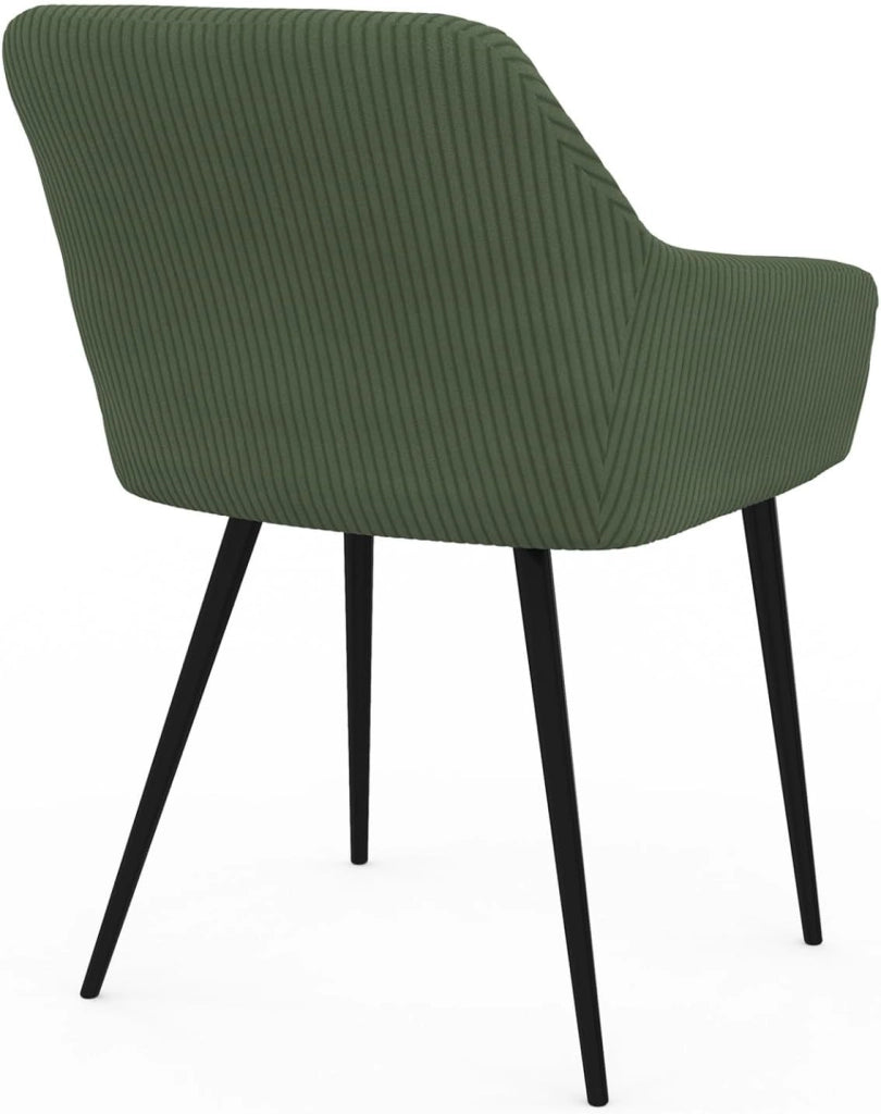 Set di 2 sedie e poltrone da pranzo JANY in velluto a coste color kaki
