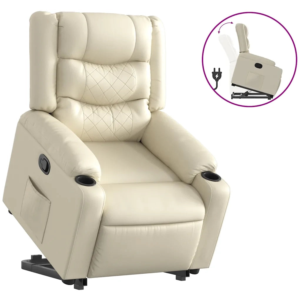 Poltrona Alzapersona Reclinabile Crema in Similpelle 3206552