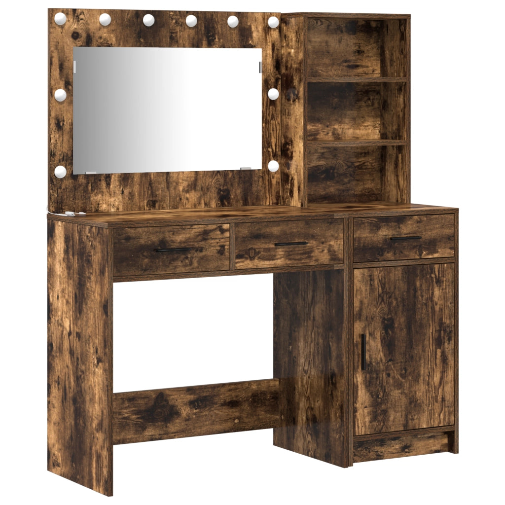 Set di 2 Pezzi per la Toeletta con LED in Rovere Affumicato in Legno Ingenerizzato