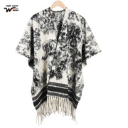 Sciarpa spessa double face in stile pittura a inchiostro per donna, mantello e sciarpa caldi in stile retr¨°.
