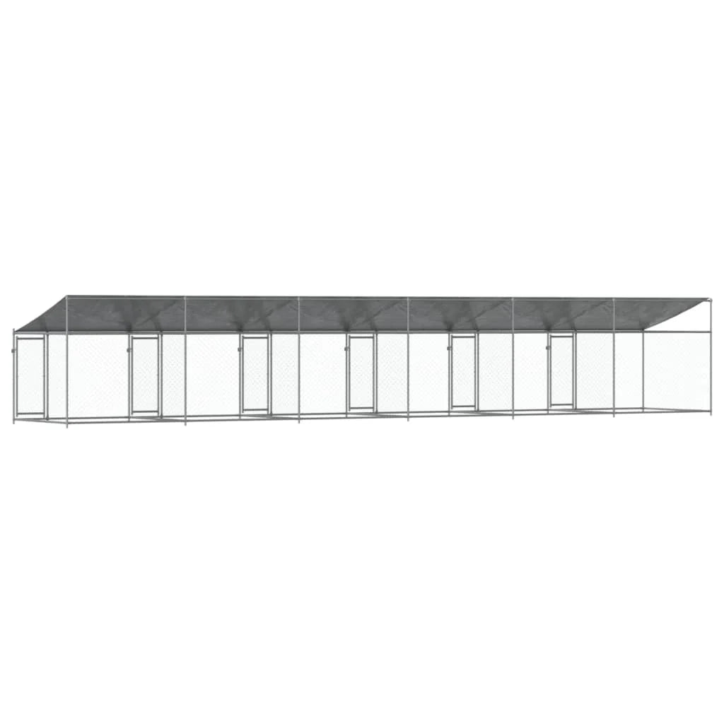 Trasportino per cani con tetto/porte 12 x 2 x 2 m acciaio zincato grigio 02_0041638