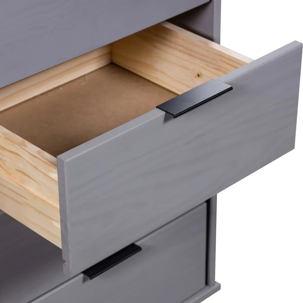 Cassettiera Grigia 45x39,5x90,3 cm in Legno Massello di Pino 321122