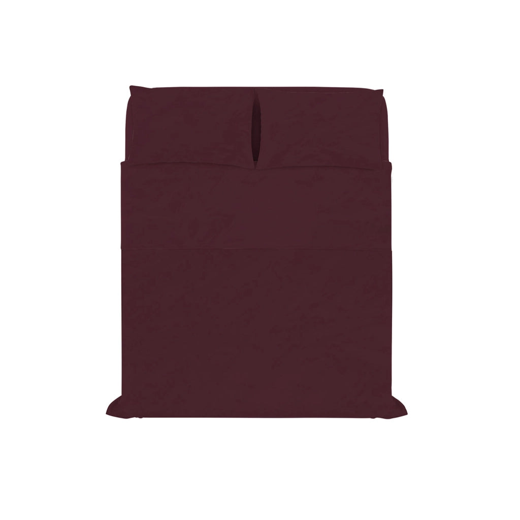 Set Lenzuola Matrimoniale Sopra Sotto e 2 Federe Linea Water Washed Bordeaux