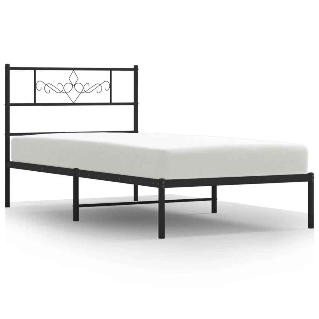 Giroletto con Testiera in Metallo Nero 90x190 cm 355259