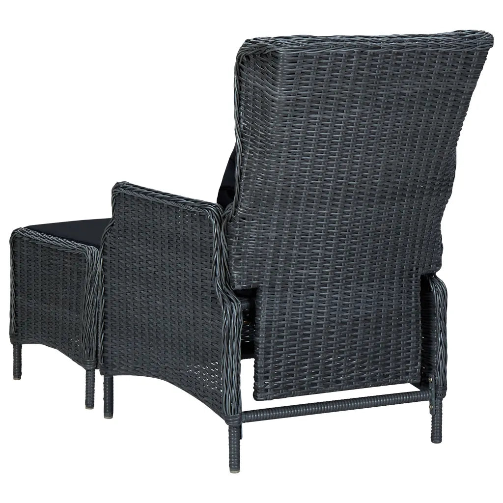 Set da Pranzo da Giardino 9pz e Cuscini Polyrattan Grigio Scuro 3060157