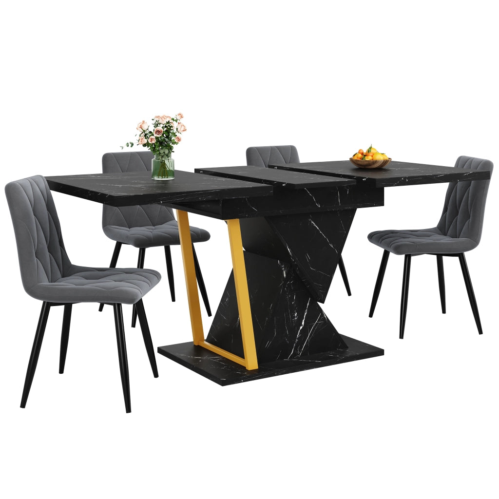 Tavolo da Pranzo Allungabile ¨C MINIMAL ¨C Nero, Legno, 110(140)x80x76 cm, 6 Persone