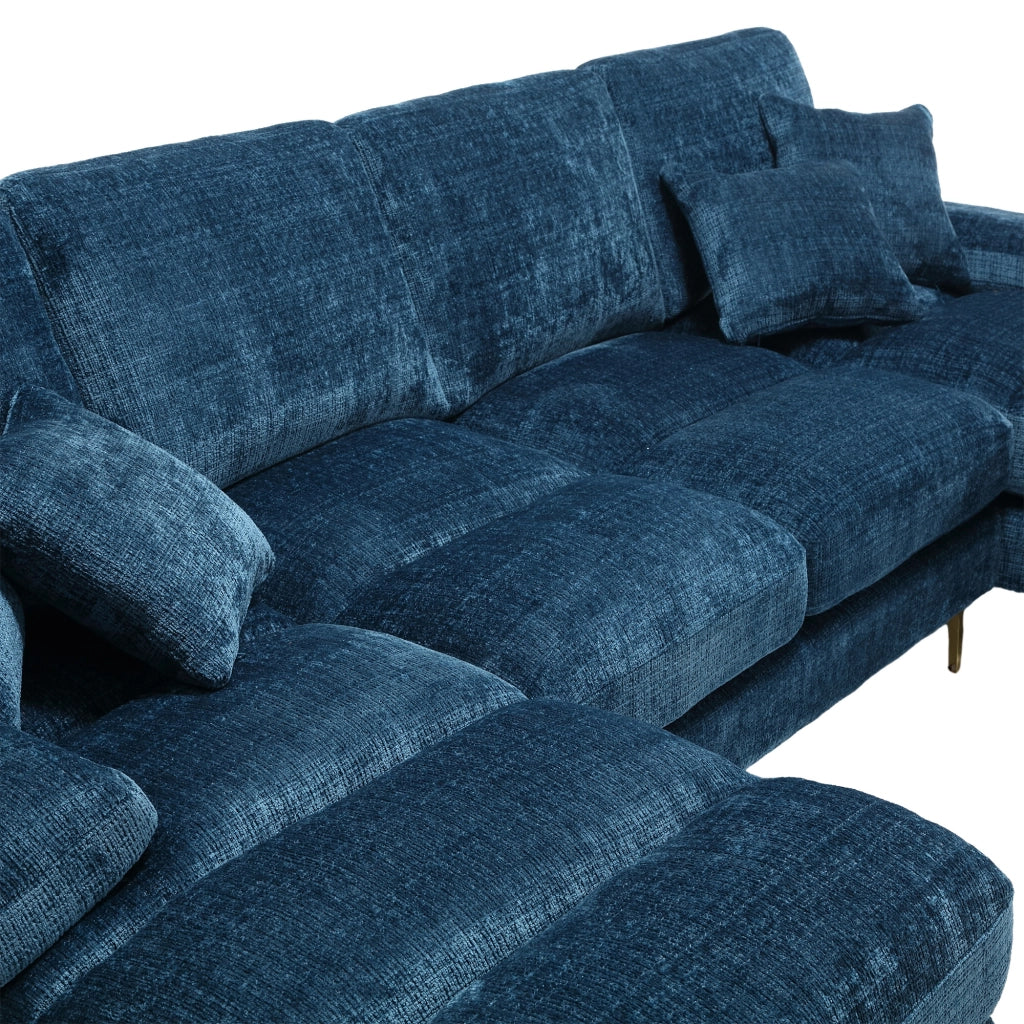 Divano ad U Angolare Chenille 3 Posti con Chaise Longue ¨C MINIMAL ¨C Grigio/Beige
