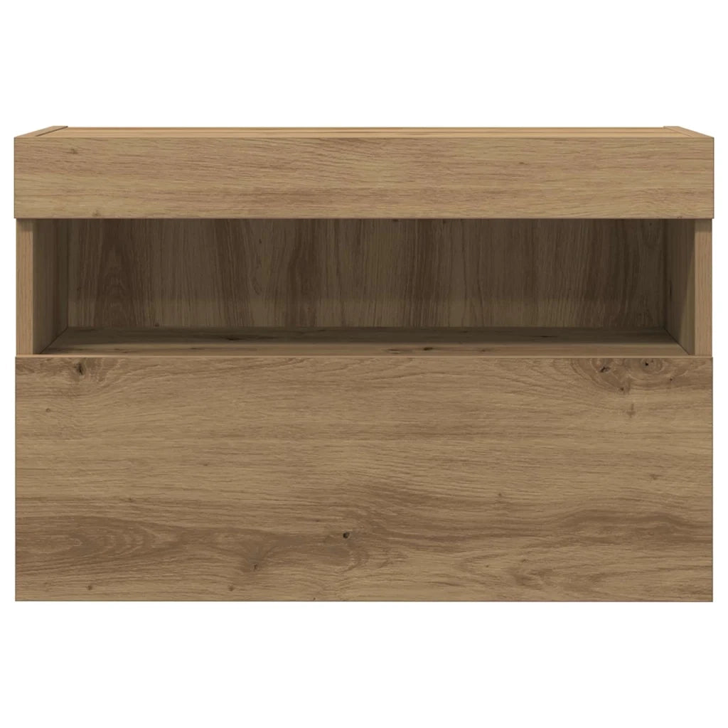 Mobile TV da parete con LED rovere artigianale 60 x 30 x 40 cm 862208
