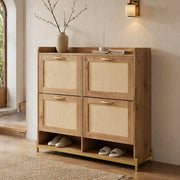 Scarpiera salvaspazio con 4 ante in MDF effetto legno e ripiano superiore per ingresso 108,5 × 24 × 100 cm