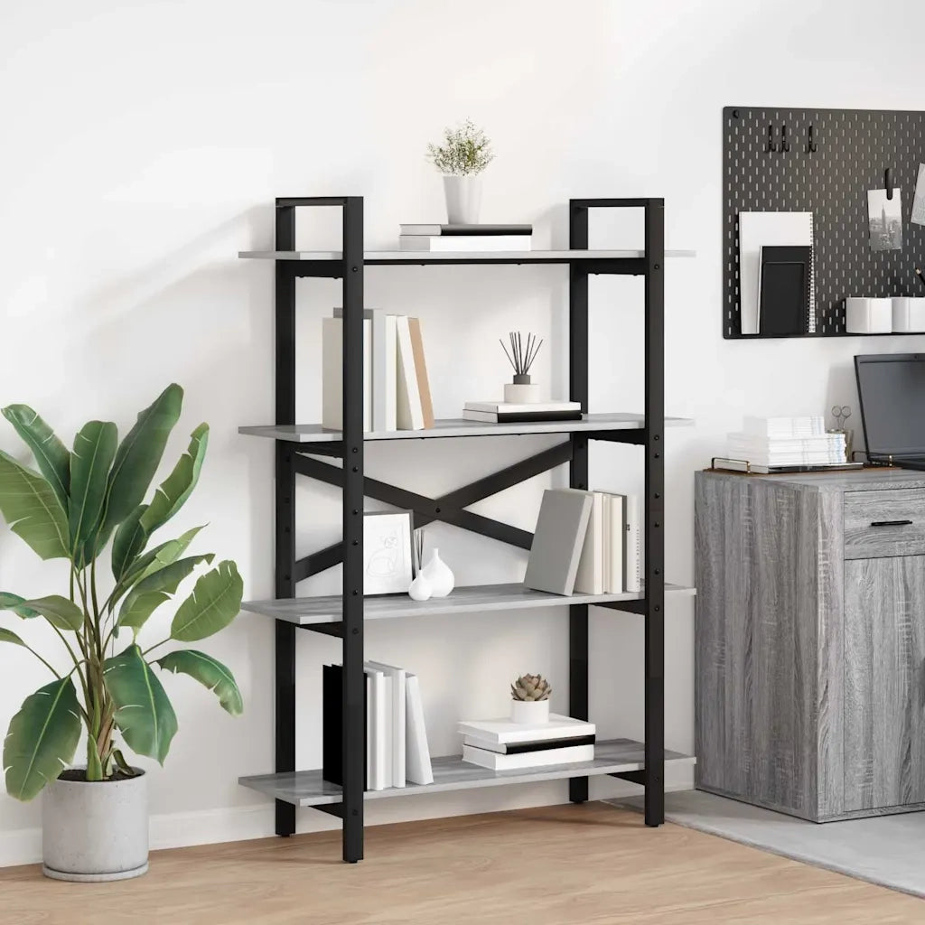 Libreria Grigio Sonoma 100 x 33,5 x 140 cm Legno multistrato