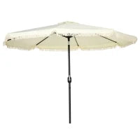 Ombrellone Inclinabile Rotondo Ø 268 cm in Tessuto Poliestere ad Alta Densità 180 g/m², Protezione Solare, Crema