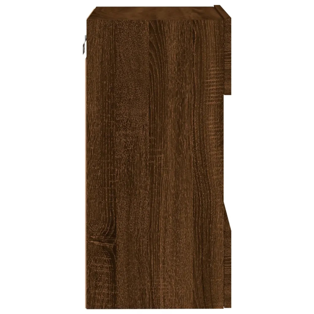 Mobile TV a Parete | Armadietto TV | Mobile Porta TV con Luci LED Rovere Marrone 40x30x60,5 cm