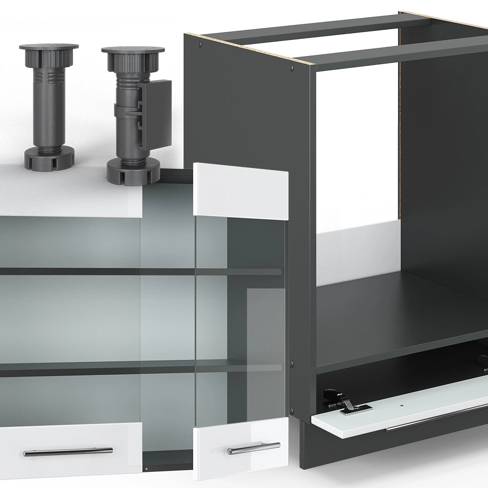 Vicco Cucina angolare completa Bianco lucido/antracite 227 x 287 cm , PL Antracite