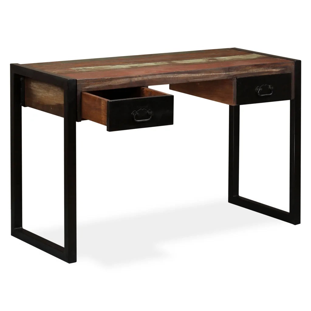 Scrivania a 2 Cassetti Legno Massello di Recupero 120x50x76 cm 244905