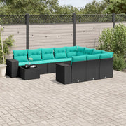 Set Divani da Giardino 11 pz con Cuscini Nero in Polyrattan 3223126