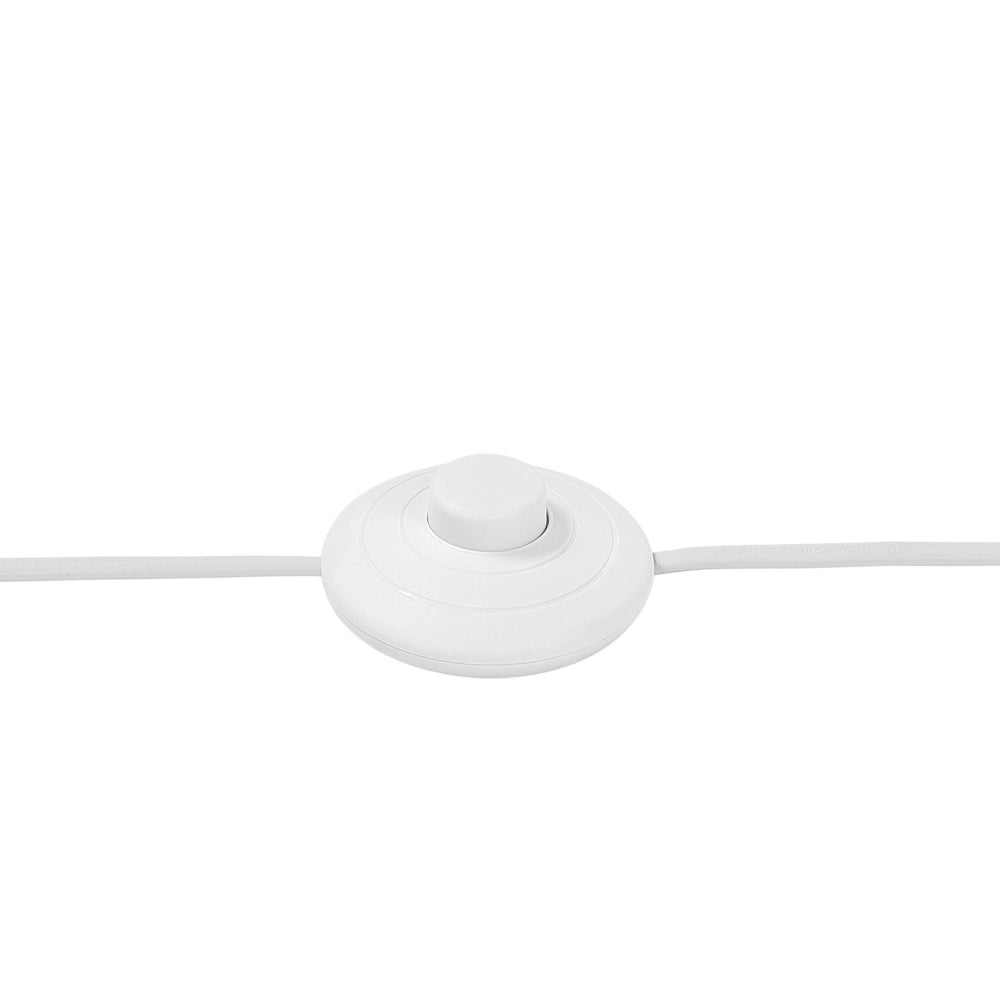 Lampada da Terra Bianca con Struttura in Legno Chiaro 140 cm Paralume in Tessuto Treppiede per Tamburo Design Moderno