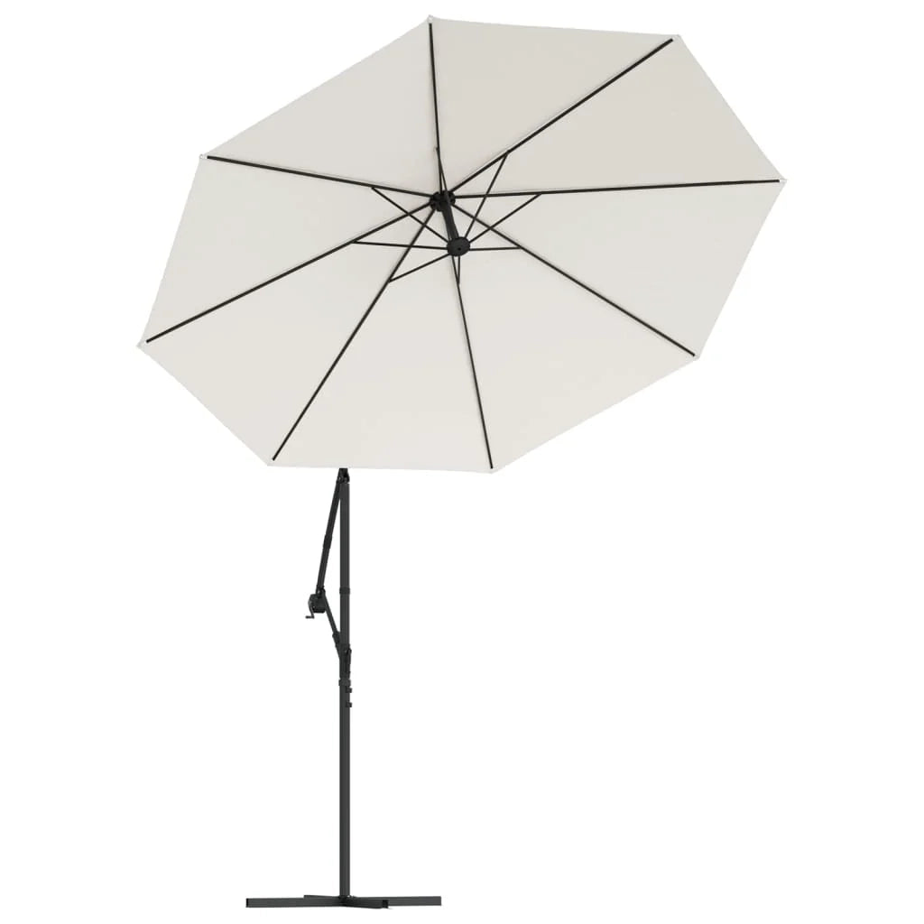 Ombrellone con illuminazione a LED 300 cm asta in metallo colore sabbia 02_0008143