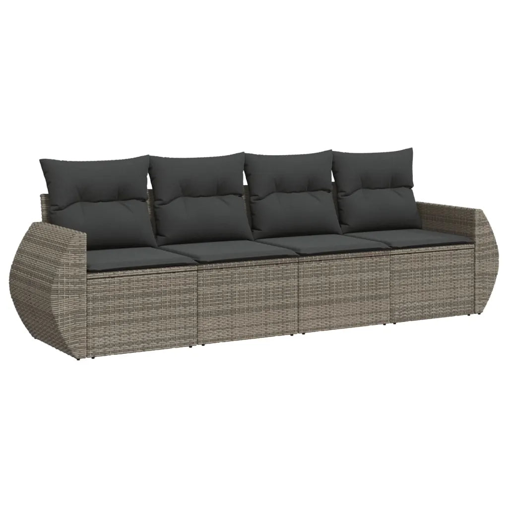 Set Divani da Giardino 4 pz con Cuscini in Polyrattan Grigio 3253417
