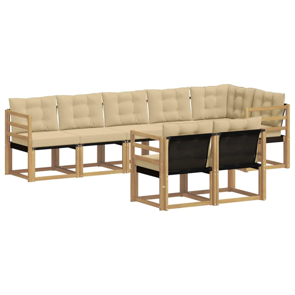 Set di divani da esterno 8 pz Bianco e Beige 3389587