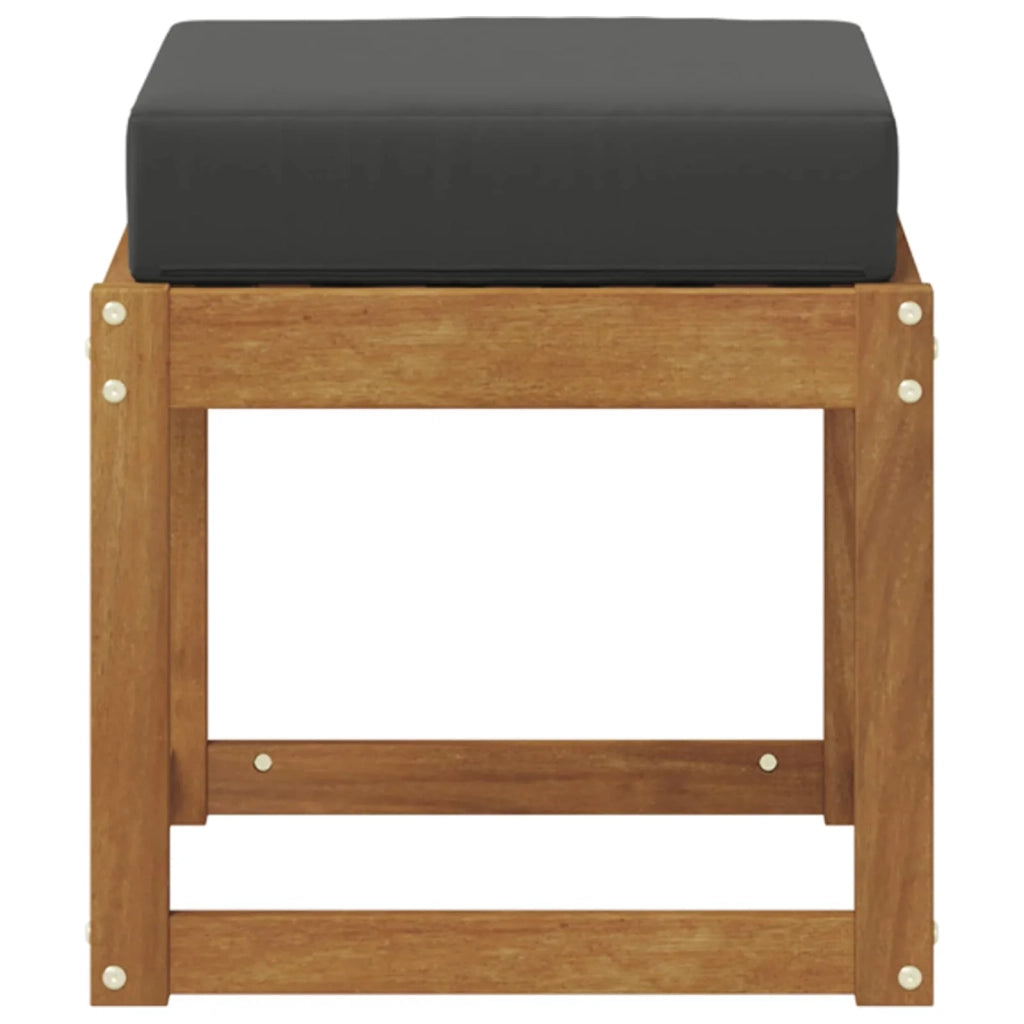 Sedia da giardino-Panca Sgabello con cuscino Naturale e Antracite 43 x 43 x 37 cm