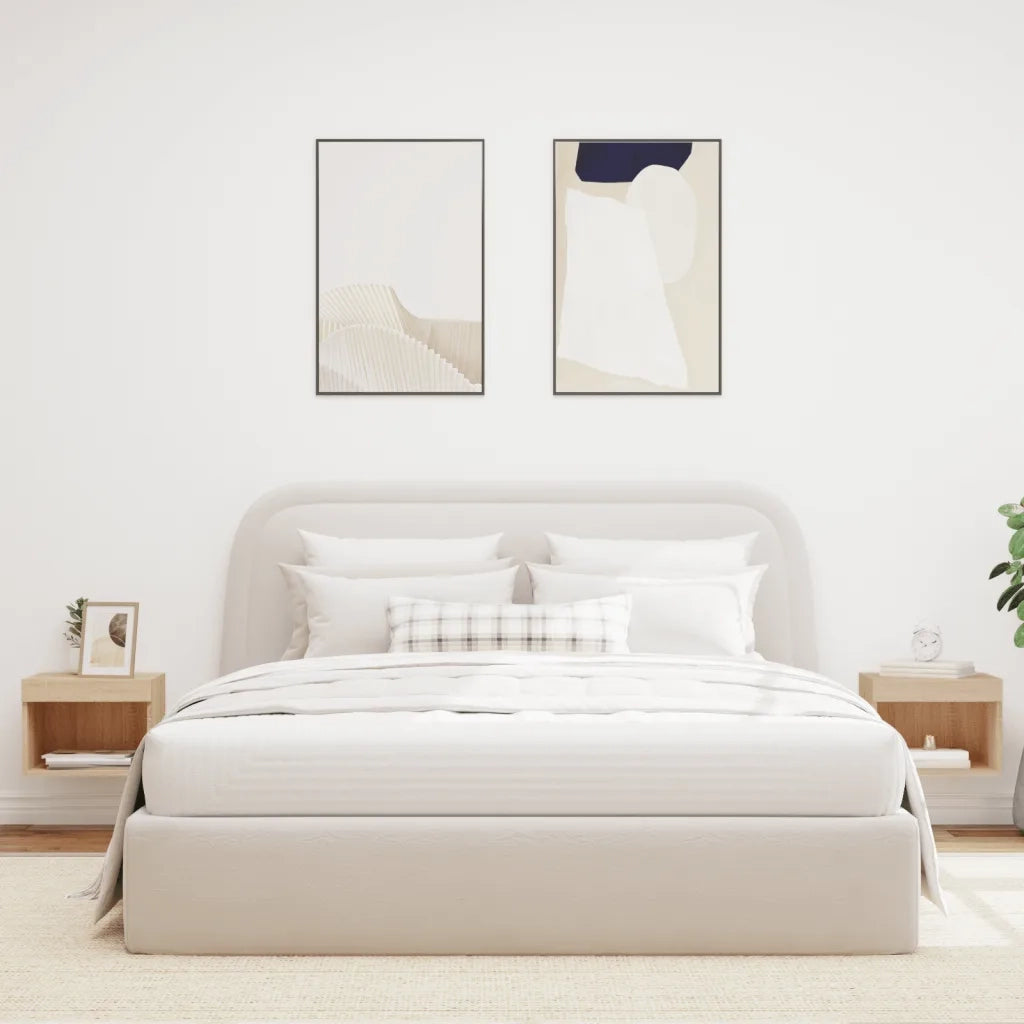 Set di 2 Comodini | Armadio da Notte | Mobiletto da notte con Luci LED a Parete Rovere Sonoma