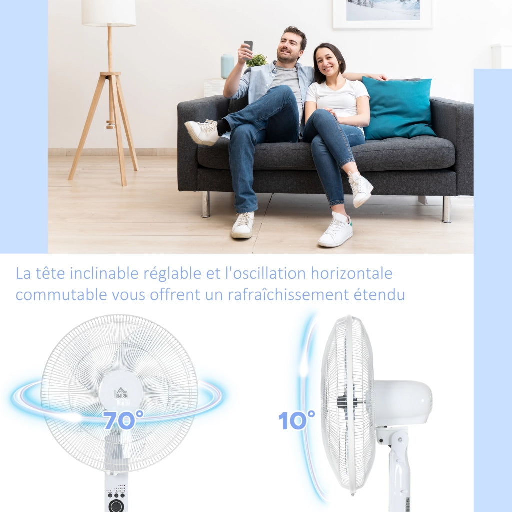 Ventilatore a piantana 45W ¨C zephmum ¨C regolabile 110-124cm, telecomando, 3 velocit¨¤, oscillazione, timer
