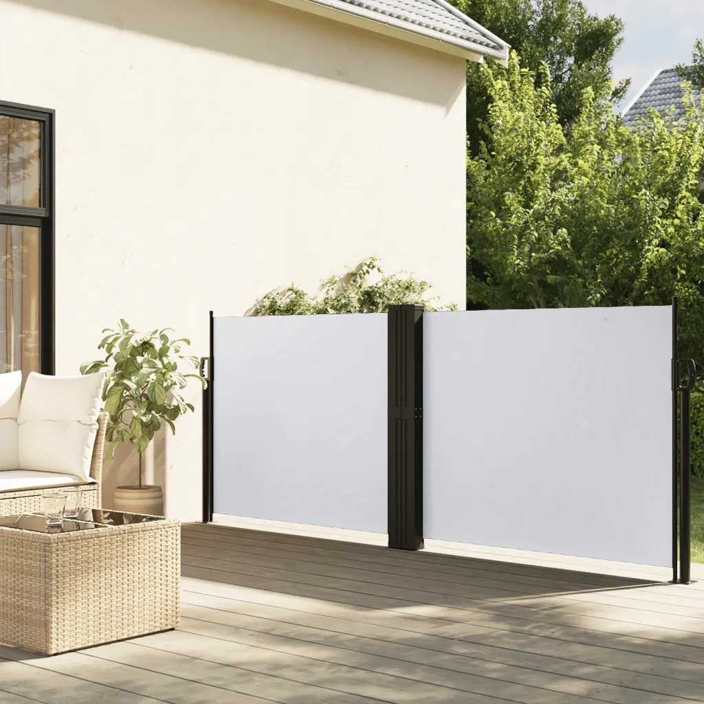 Tenda da Sole Laterale Retrattile-Tenda parasole per balcone per giardino Bianca 140x1000 cm