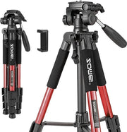 Stativo fotografico flessibile da 55 pollici con pannello e holder per smartphone in alluminio - rosso