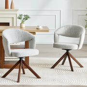 SEDIA Girevole 360° Set da 2 pezzi 81,5 cm Tessuto grigio chiaro e legno di noce