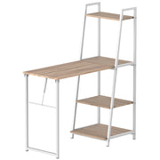 Scrivania Pieghevole con Libreria ¨C zephmum ¨C Legno Rovere Chiaro Metallo Bianco