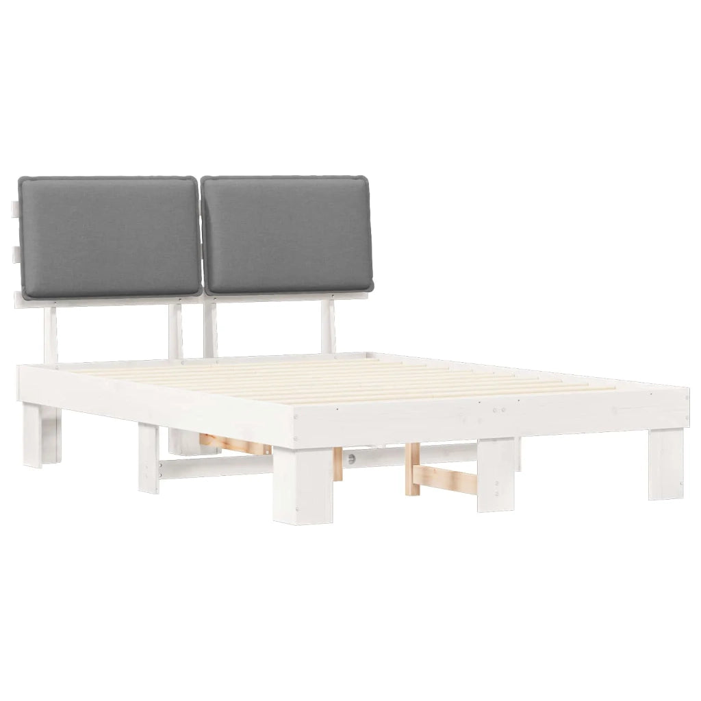 Letto con Testiera Rivestita Grigio chiaro 135 x 190 cm 877293