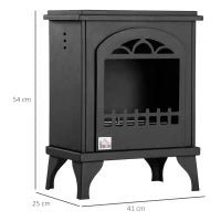 Camino Bioetanolo in Metallo da 3h di Combustione con Serbatoio da 0.9L e Copertura 25m², 41x25x54 cm, Nero